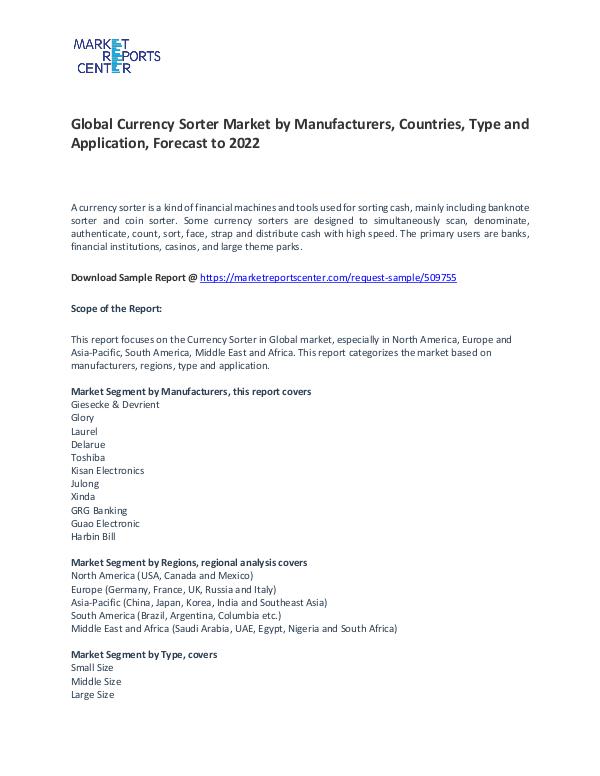 Currency Sorter Market Research Report Analysis To 2022 Currency - 